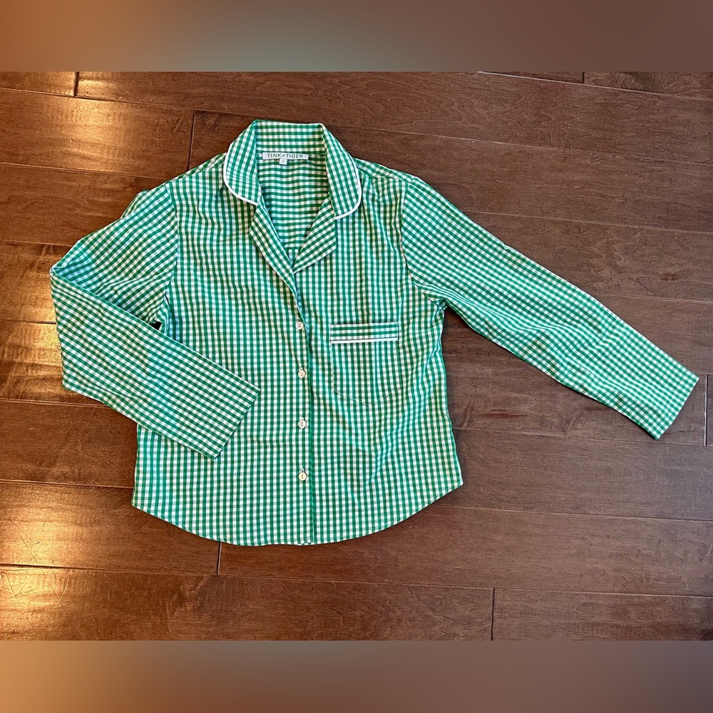 Green Gingham Women’s PJ Top